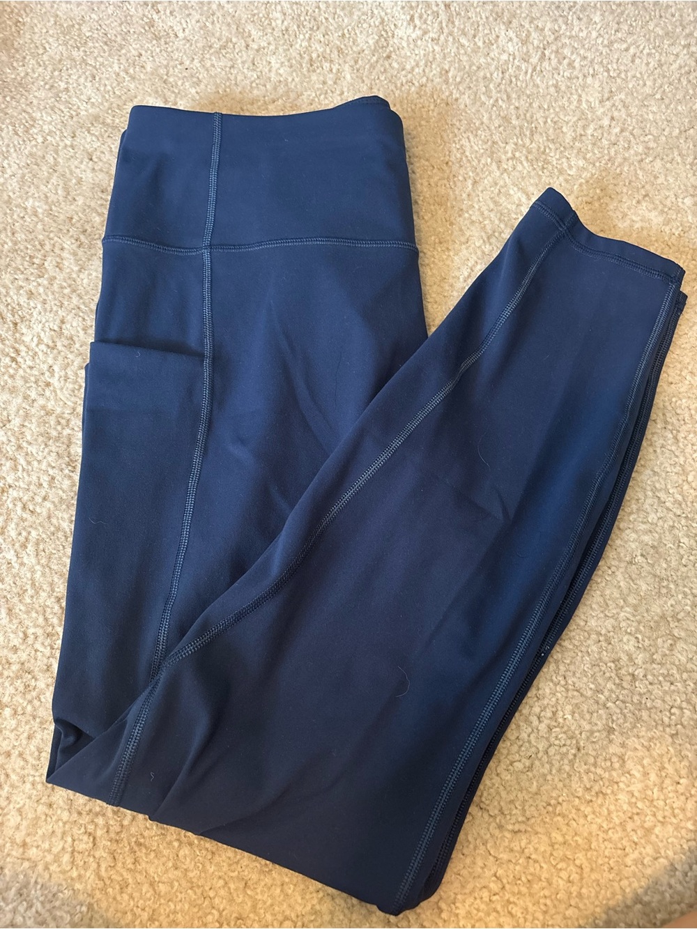High-Rise Navy Leggings with Smooth Stretch